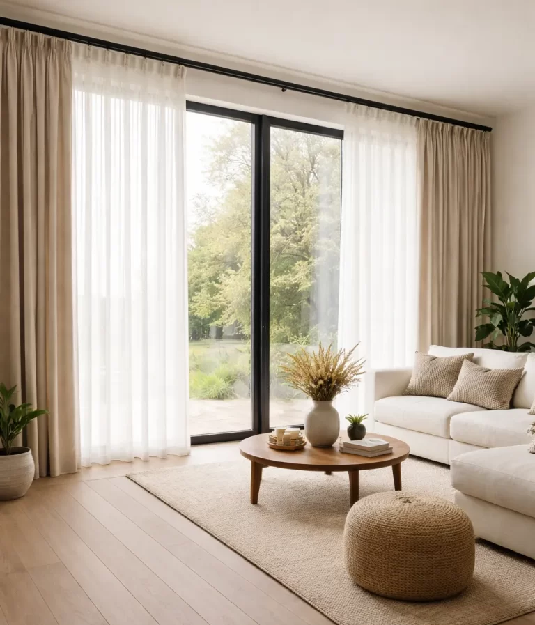 Lichte, stijlvolle gordijnen voor een ruim en modern interieur.