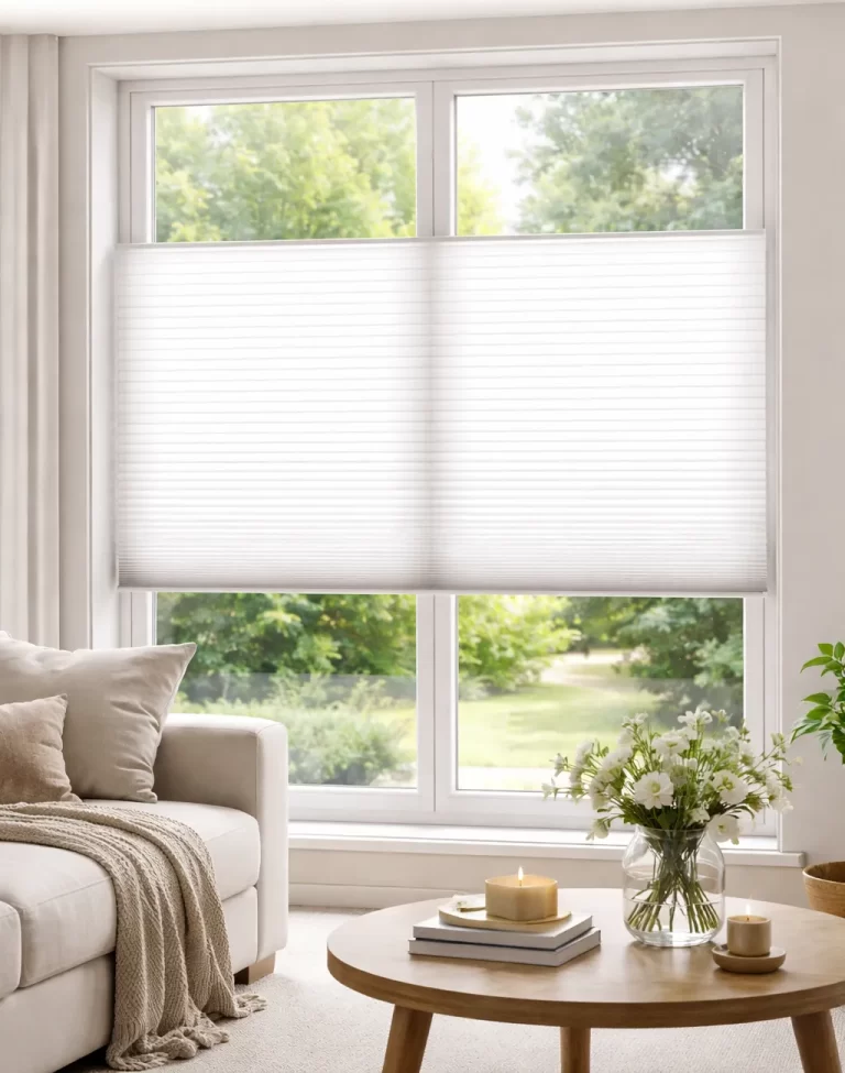 Stijlvolle plisségordijnen voor privacy met zacht daglicht.