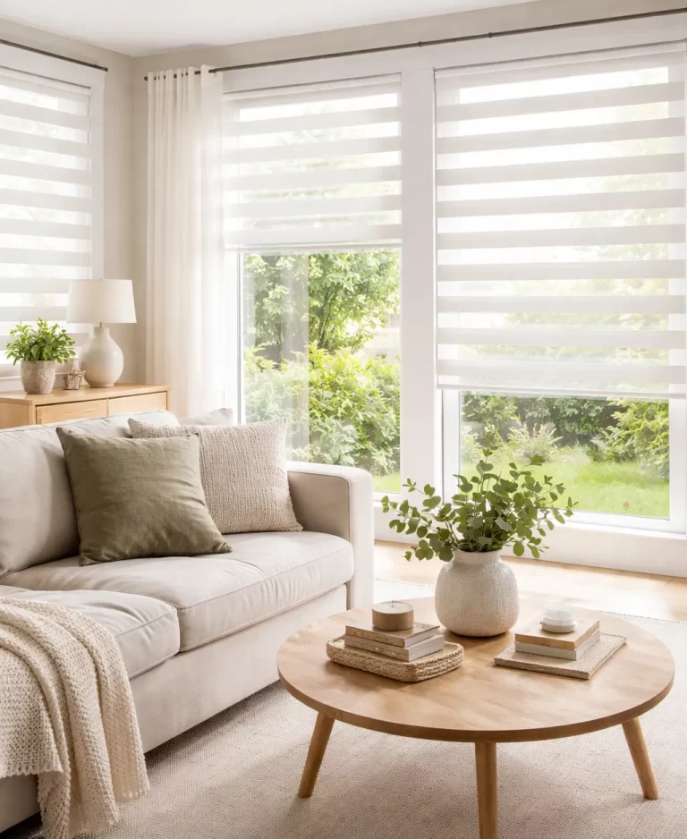 Praktische en stijlvolle raamdecoratie die eenvoudig schoon te maken is. Ideaal voor een modern en licht interieur.