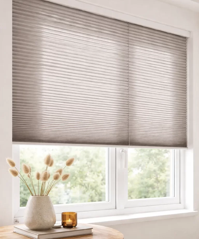 Moderne raamdecoratie met een strakke en stijlvolle uitstraling.